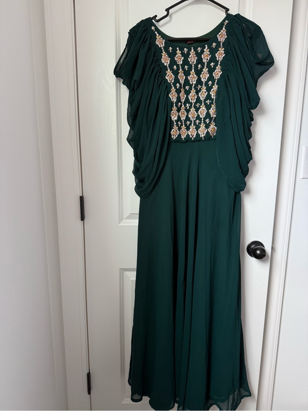 Emerald Green Embellished Evening Dress